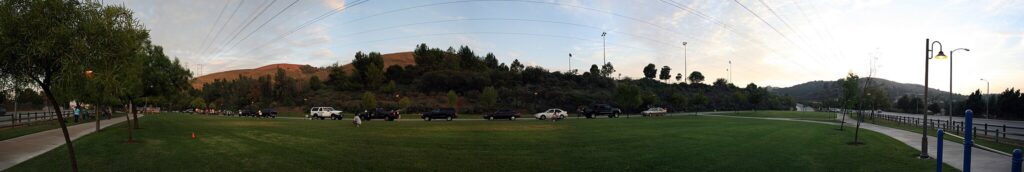 180 view of pathfinder park in Rowland Heights, CA facing baseball fields.